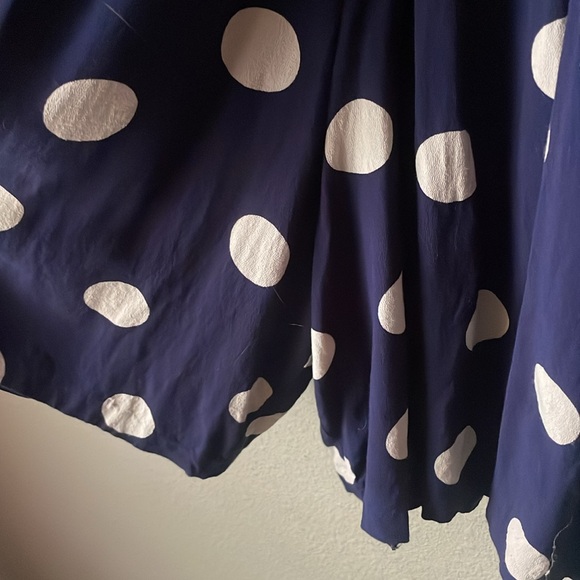 Vintage Liz Claiborne navy polka dot double breasted short romper - Picture 2 of 9